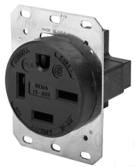HUBBELL Hubbell HBL8460A 60 Amp 250 Volt 3-Pole 4-Wire NEMA 15-60R Black Single Straight Blade Receptacle