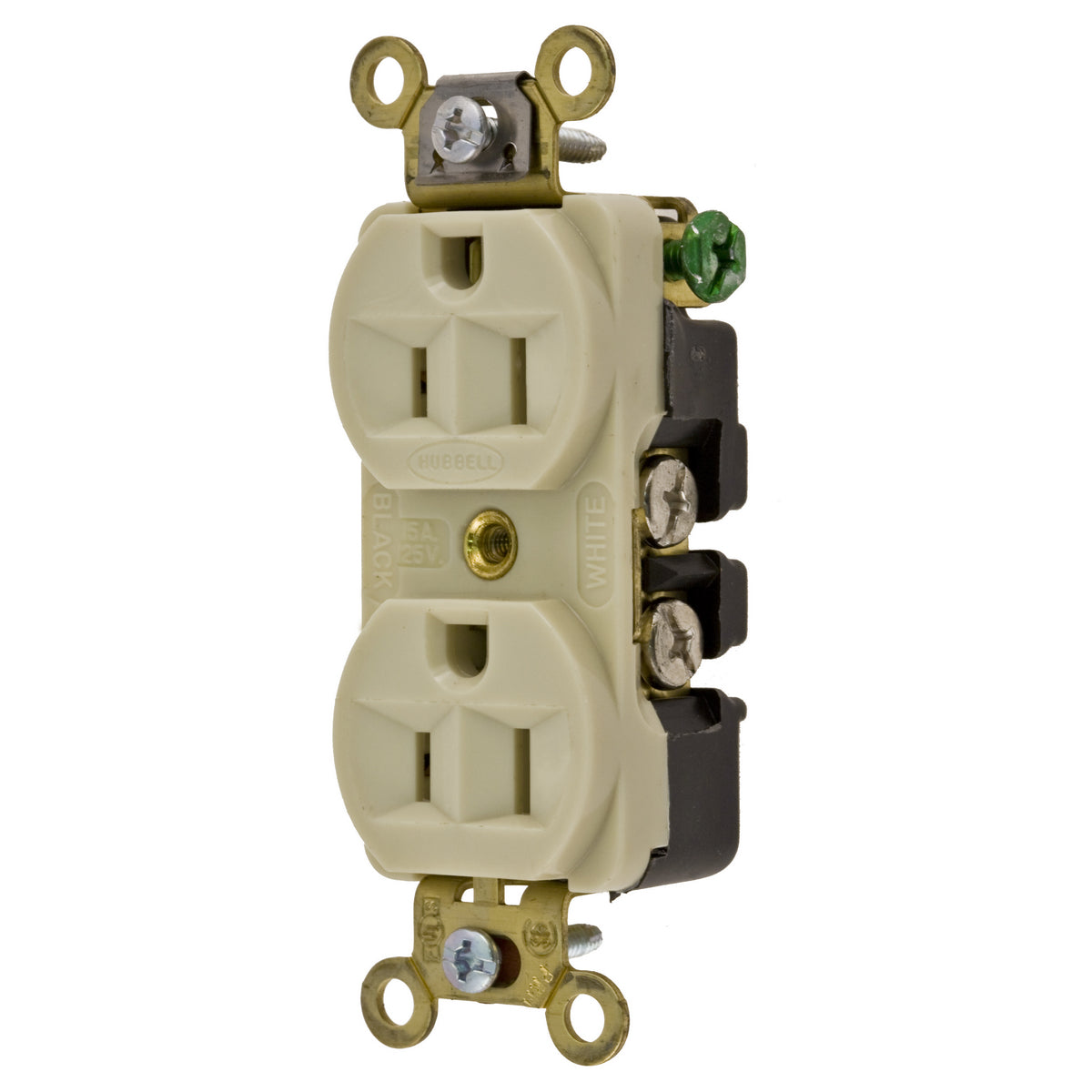 HUBBELL WIRING Hubbell HBL5252I Duplex Receptacle 15A 125V Extra Heavy Duty Standard