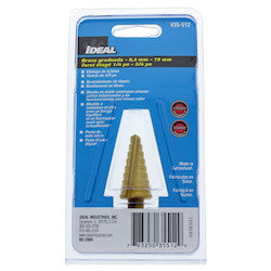 IDEAL Ideal 35-512 Step Drill Bit, Double Fluted, 9-Hole, 1/16 Increment, 3/8 Diameter x 1 Length Shank, 1/4 to 3/4 Drill Diameter