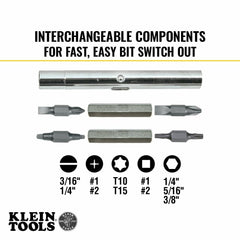 KLEIN TOOLS Klein Tools 32500 Multi-Bit Screwdriver / Nut Driver, 11-in-1