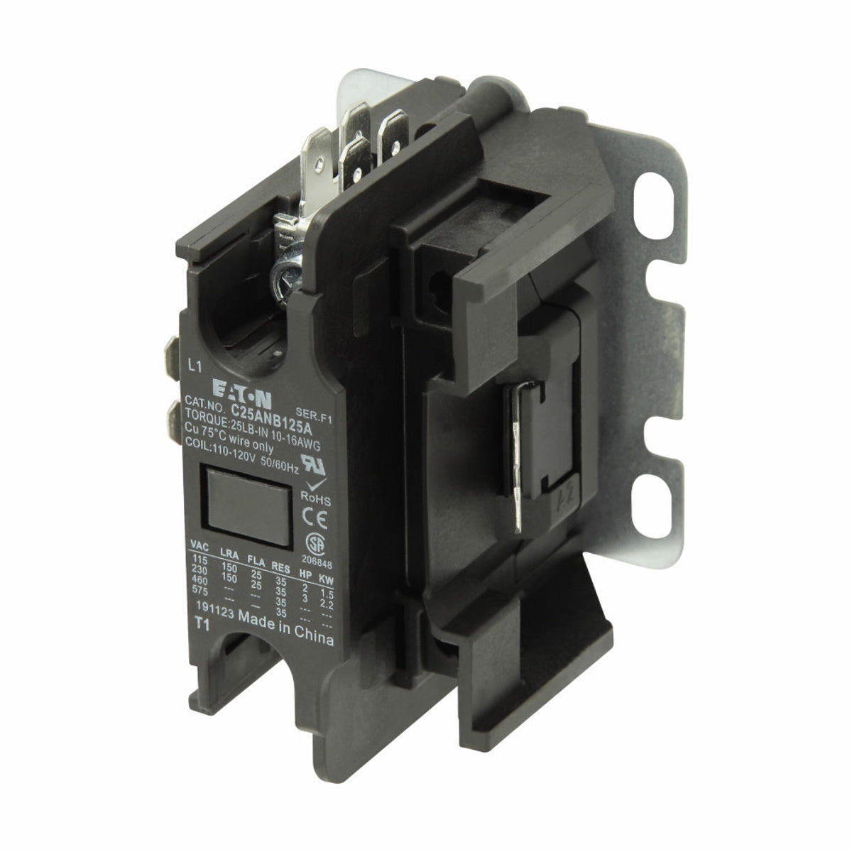EATON Eaton C25ANB125A Eaton OPEN N-R 3P 50A, DP CONT BOX LUGS W/QC TERM, 120 V Coil