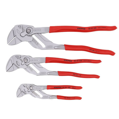 KNIPEX KNIPEX 002006US2 3 Pc Pliers Wrench Set Chrome Plated