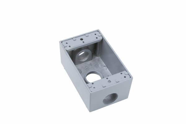 LEGRAND Pass & Seymour WPB33 3/4 Inch 18.5 In. Gray Die-Cast Aluminum 1-Gang 3-Hole Surface Mounting Weatherproof Box
