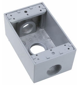 LEGRAND Pass & Seymour WPB33 3/4 Inch 18.5 In. Gray Die-Cast Aluminum 1-Gang 3-Hole Surface Mounting Weatherproof Box