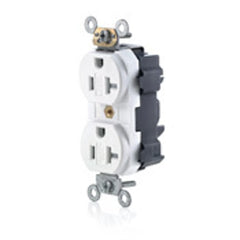 LEVITON Leviton MT563-SW 20-Amp, 125-Volt, Narrow Body Duplex Receptacle, Fed Spec Commercial Grade