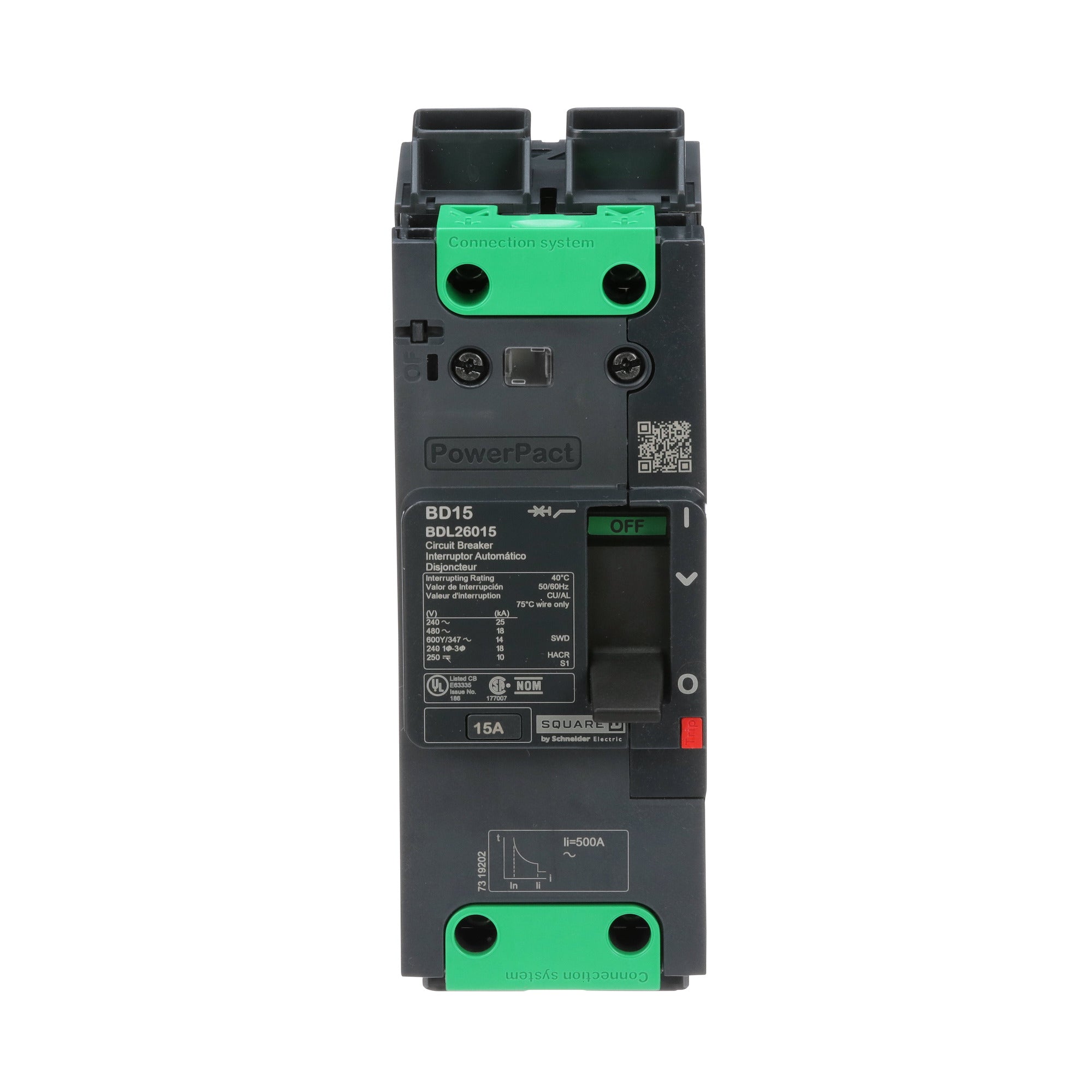 SCHNEIDER ELECTRIC Schneider Electric BDL26015 Circuit Breaker, P, 15A, 2 Pole, 600Y/347VAC, 14kA