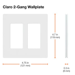 LUTRON Lutron CW-2-BL Claro Wallplate Screwless 2 Gang Black
