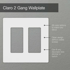 LUTRON Lutron CW-2-BL Claro Wallplate Screwless 2 Gang Black