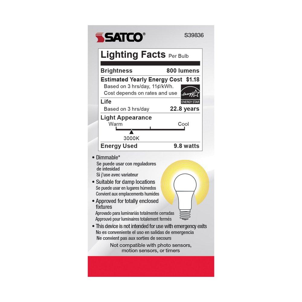 SATCO-NUVO SATCO S39836 9.8 W A19 Medium Base LED Omni-Directional Bulb