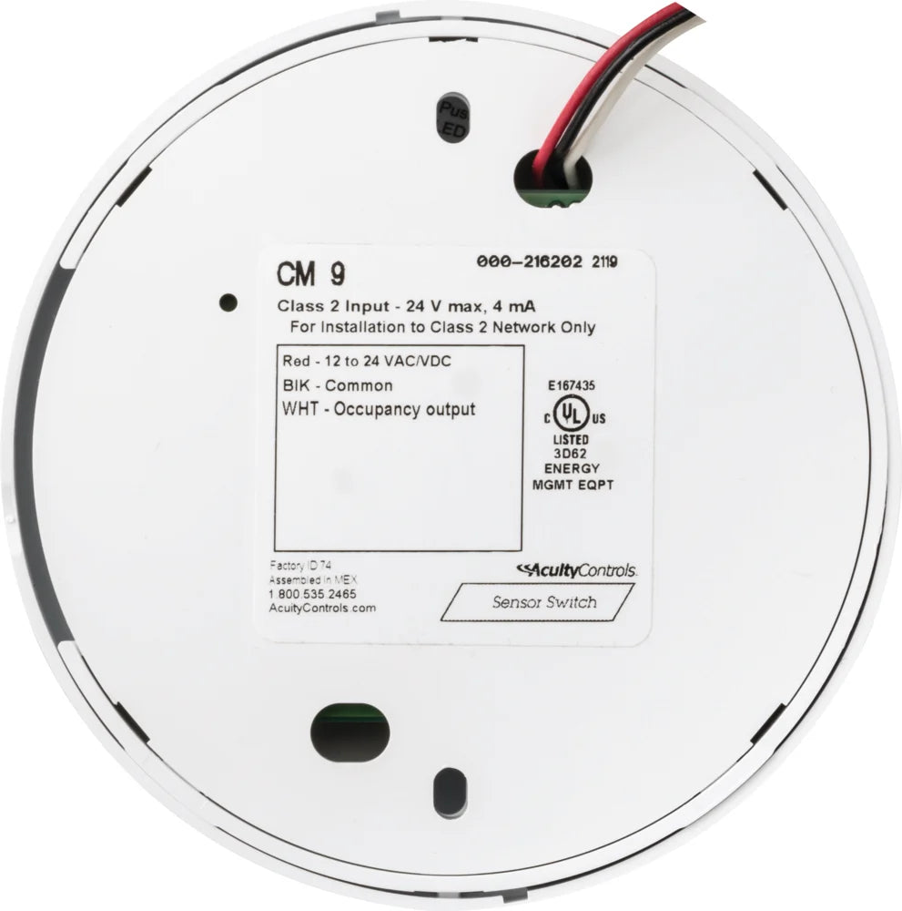 SENSORSWITCH SensorSwitch CM9 small motion ceiling mount sensor 12 to 24 VAC/VDC 360 degrees