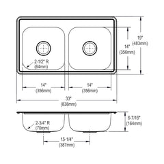ELKAY Elkay D233194 Dayton Kitchen Sink, Satin, 33 x 19 x 6-7/16, 4 Faucet Holes