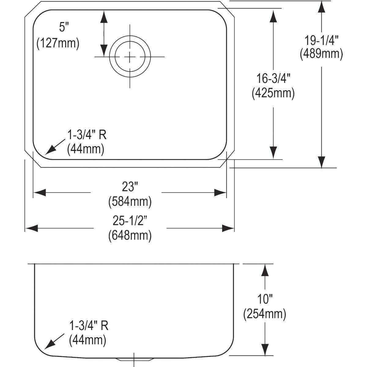 ELKAY Elkay ELUH231710 Lustertone Classic Stainless Steel Single Bowl Undermount Kitchen Sink