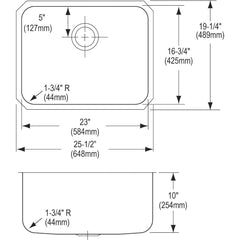 ELKAY Elkay ELUH231710 Lustertone Classic Stainless Steel Single Bowl Undermount Kitchen Sink