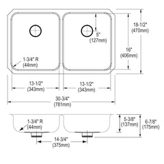 ELKAY Elkay ELUHAD311855PD Lustertone Classic Stainless Steel Double Bowl Undermount Sink
