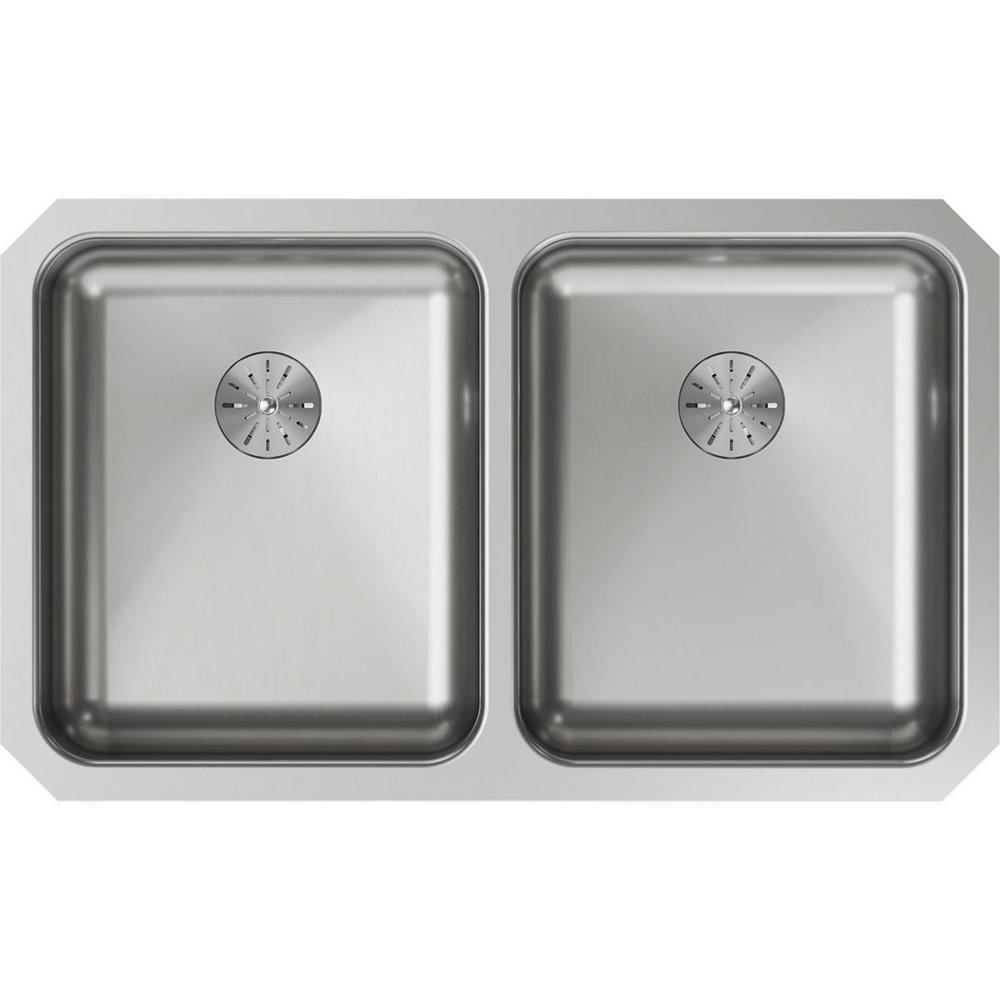 ELKAY Elkay ELUHAD311855PD Lustertone Classic Stainless Steel Double Bowl Undermount Sink
