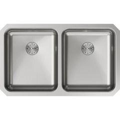 ELKAY Elkay ELUHAD311855PD Lustertone Classic Stainless Steel Double Bowl Undermount Sink