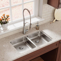 ELKAY Elkay ELUHAD311855PD Lustertone Classic Stainless Steel Double Bowl Undermount Sink