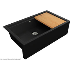 ELKAY Elkay ELXUFP362010CA0 Quartz Luxe 35-7/8 x 21-9/16 in. Composite Single Bowl Farmhouse Sink in Caviar