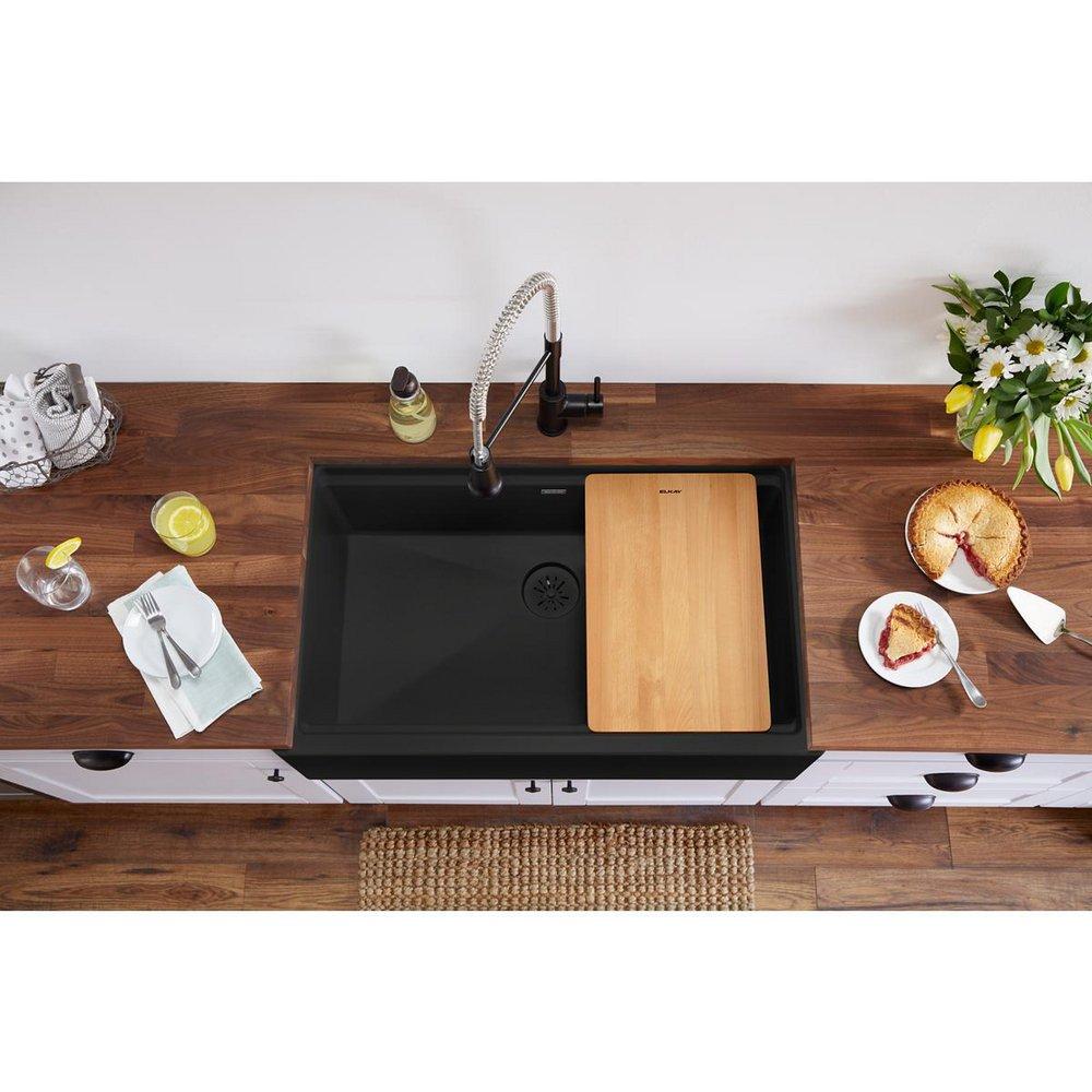ELKAY Elkay ELXUFP362010CA0 Quartz Luxe 35-7/8 x 21-9/16 in. Composite Single Bowl Farmhouse Sink in Caviar