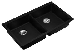 ELKAY Elkay ELGUAD3319PDBK0 Quartz Classic 33 x 18-1/2 x 5-1/2 Double Bowl Undermount ADA Sink with Perfect Drain Black