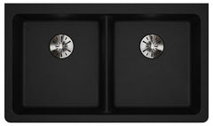 ELKAY Elkay ELGUAD3319PDBK0 Quartz Classic 33 x 18-1/2 x 5-1/2 Double Bowl Undermount ADA Sink with Perfect Drain Black