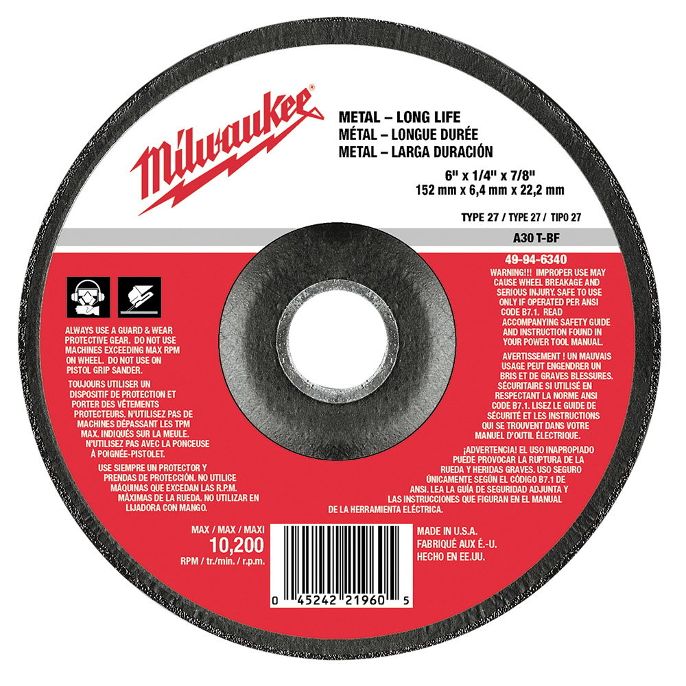 MILWAUKEE 49-94-6340 GRINDING & CUT OFF WHEELS