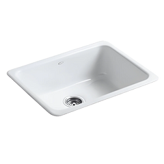 Kohler K-6585-0 Iron/Tones 1-Basin Cast Iron Undermount Kitchen Sink 24-1/4 inch x 18-3/4 inch Replacement MPN