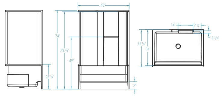 AQUATIC Aquatic 1483NTRI-WH Remodeline Sectionals Alcove Shower Unit 48 x 34 x 72-3/4 in