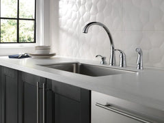DELTA FAUCET Delta Faucet 4380-DST Pilar 1-Handle Kitchen Faucet with Side Spray, Chrome