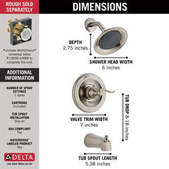 DELTA FAUCET Delta Faucet BT14496-SS 1-Handle Wall Mount Tub and Shower Faucet Trim