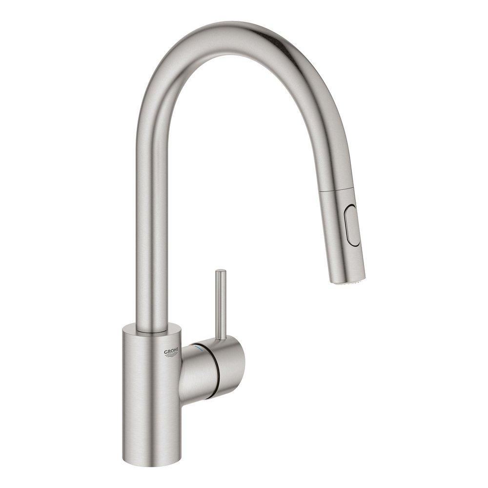 GROHE GROHE 32665DC3 Concetto Single Handle Pull Down Kitchen Faucet 1.75 GPM SuperSteel Infinity