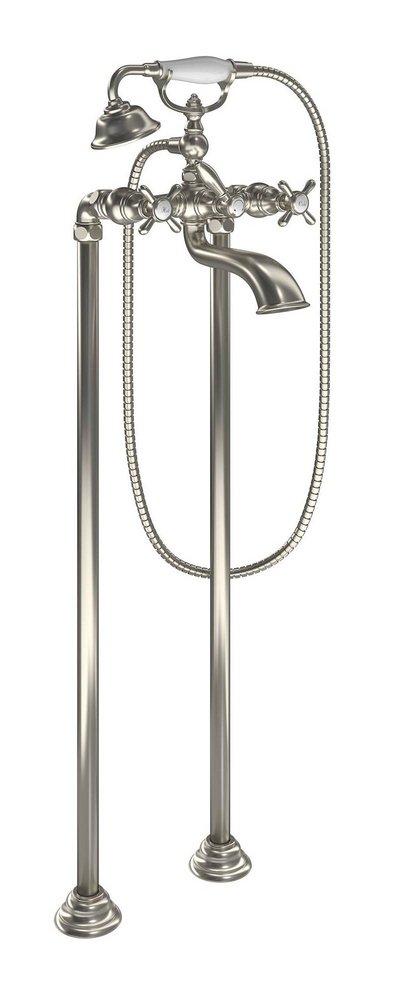 MOEN Moen S22105BN Weymouth Three Handle Wall Mount Filler With Hand Shower Brushed Nickel