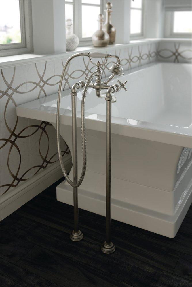 MOEN Moen S22105BN Weymouth Three Handle Wall Mount Filler With Hand Shower Brushed Nickel