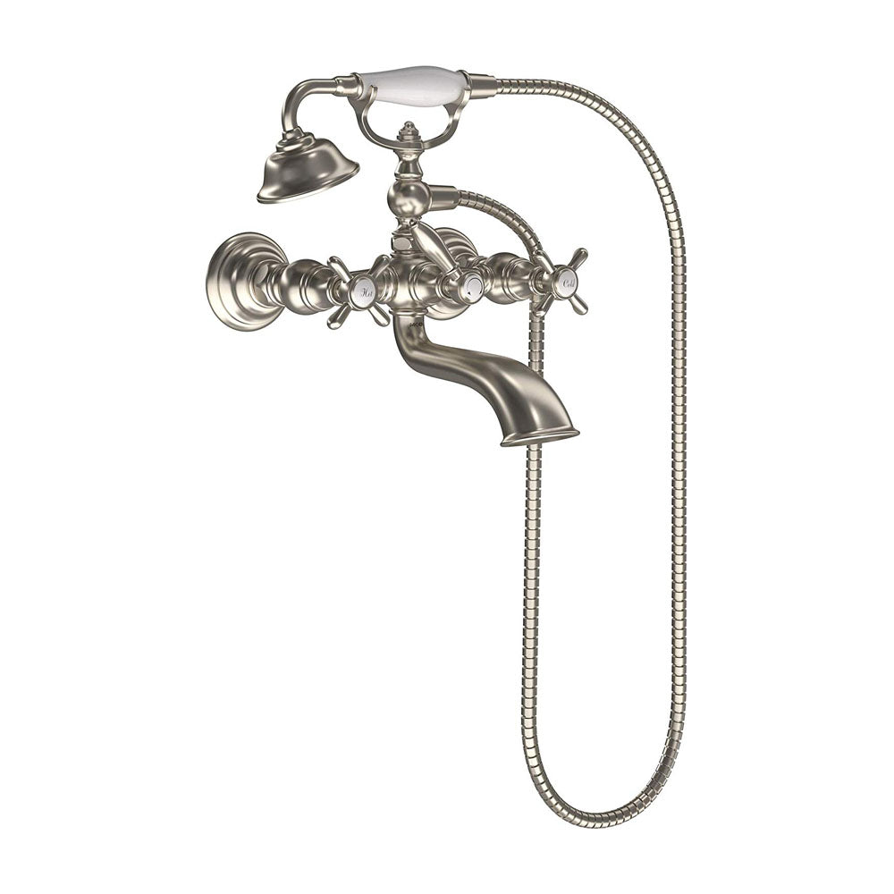 MOEN Moen S22105BN Weymouth Three Handle Wall Mount Filler With Hand Shower Brushed Nickel