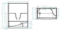AQUATIC Aquatic 160344PS-LH-WH Shower Module 60 inches x 35-1/4 inches x 77-1/4 inches