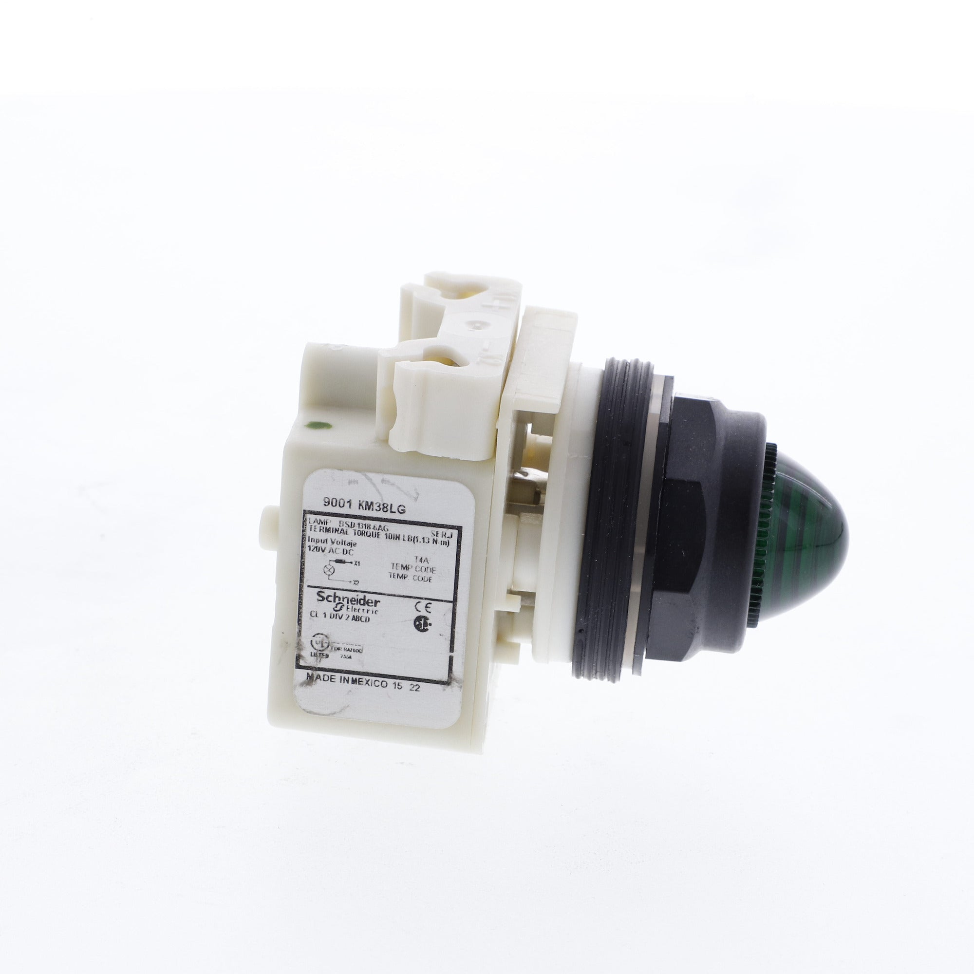 SCHNEIDER ELECTRIC Schneider Electric 9001SKP38LGG9 Square D 30 mm 120 VAC/VDC Green Lens Plastic Bezel LED Standard Octagonal Pilot Light