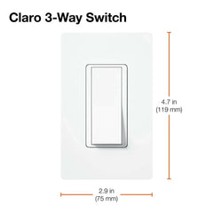LUTRON Lutron CA-3PS-LA Claro 15 Amp, 3-Way On/Off Rocker Switch, Light Almond
