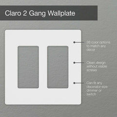 LUTRON Lutron CW-2-IV Claro Wallplate, 2 Gangs, Ivory
