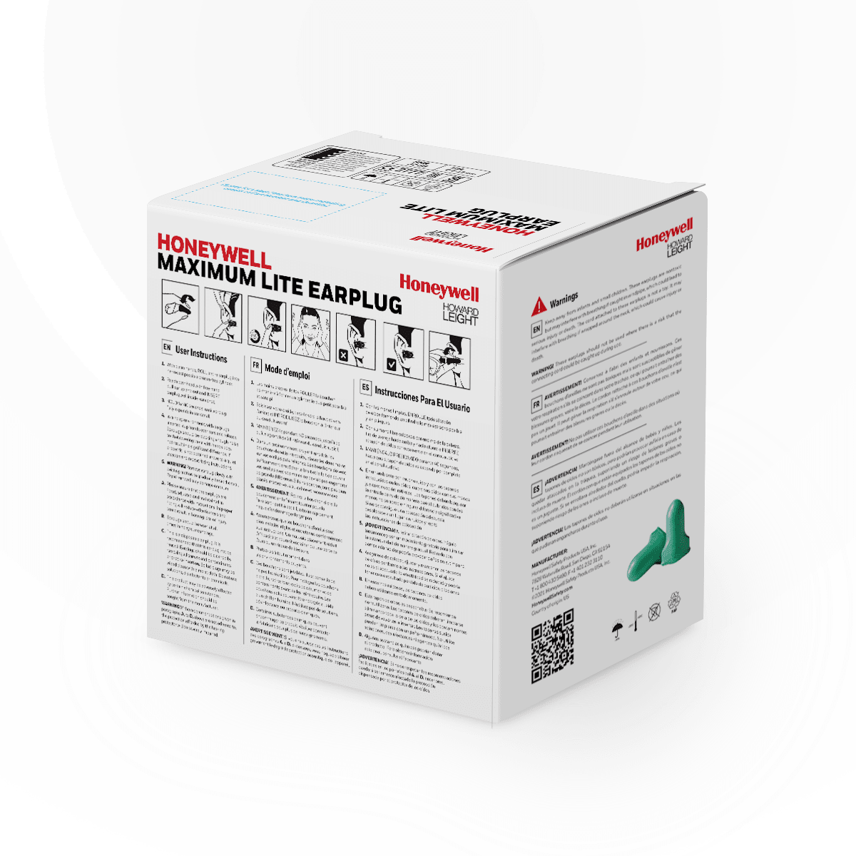 HONEYWELL Honeywell LPF-30 Maximum Lite Earplugs, PU Foam, Polycord, NRR 30, Individual Poly Bag, 100 pair/box