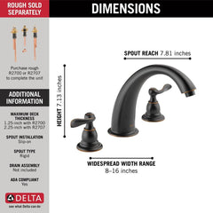 DELTA FAUCET Delta Faucet BT2796-OB Windemere Two Handle Roman Tub Faucet in Oil Rubbed Bronze Trim Only