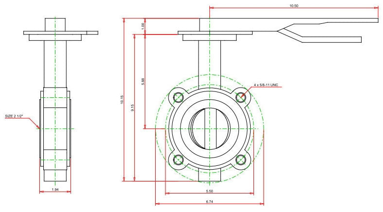 NIBCO NIBCO NLG100E Lug Style Butterfly Valve 2-1/2 in Nominal 125/150 lb
