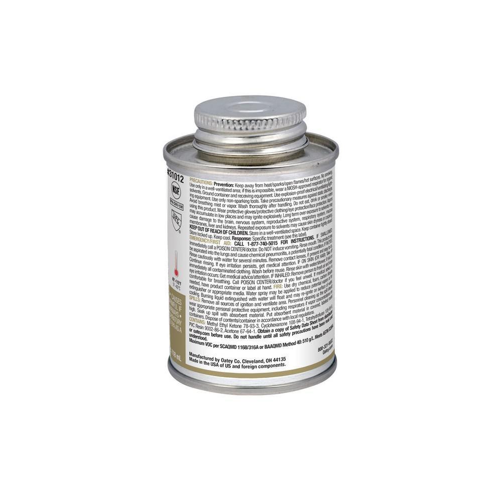 OATEY Oatey 31012 4 oz. Regular Set Plastic Clear Pipe Cement