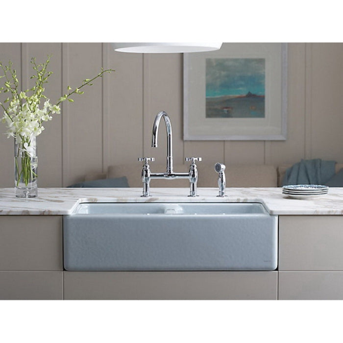KOHLER Kohler K-6534-4U-0 Hawthorne Enameled Cast Iron 4-Hole Double-Bowl Rectangular Undermount Kitchen Sink