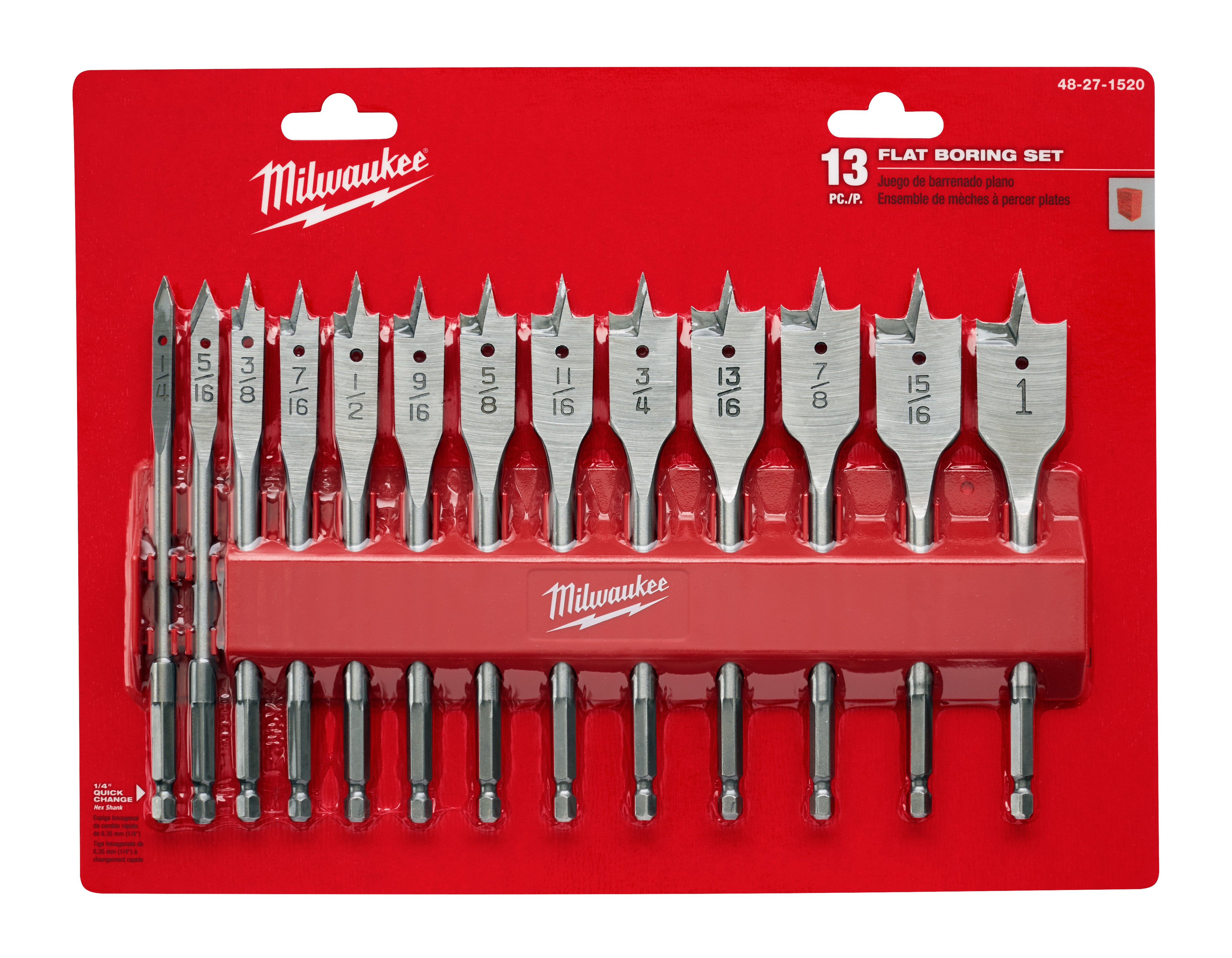 MILWAUKEE Milwaukee 48-27-1520 13 Piece High Carbon Steel Spade Drill Bit Set