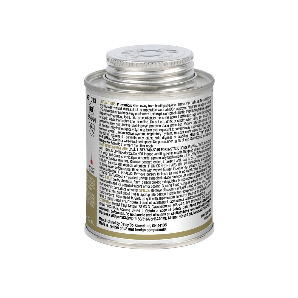 OATEY Oatey 31013 8 oz. Regular Set PVC Clear Pipe Cement