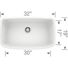 BLANCO Blanco 441773 Valea 32 x 19 in. No Hole Composite Single Bowl Undermount Kitchen Sink in White