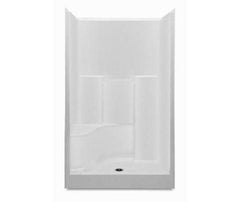 Aquatic 1483STSL-WH Shower with Left Hand Seat, Center Drain, 48 x 36 x 76 inches