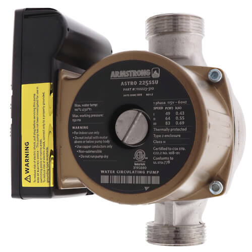 ARMSTRONG AIR Armstrong 110223-310 Astro 225SSU 3-Speed Circulator Pump with Union Connection