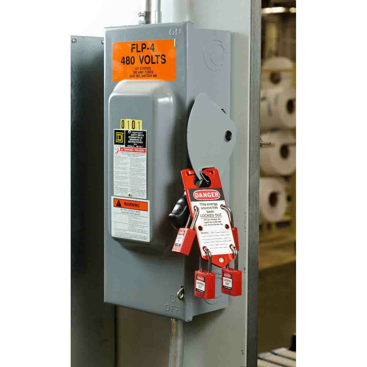 BRADY Brady 22075-R Labeled Lockout Hasp, Red, 3, 5 per Pack