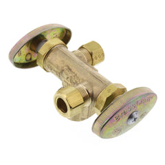 BrassCraft R1701DVXR 1/2 x 3/8 x 3/8 in. FIP x OD Compression x OD Compression Dual Outlet Dual Shut-Off Multi-Turn Angle Supply Stop Valve